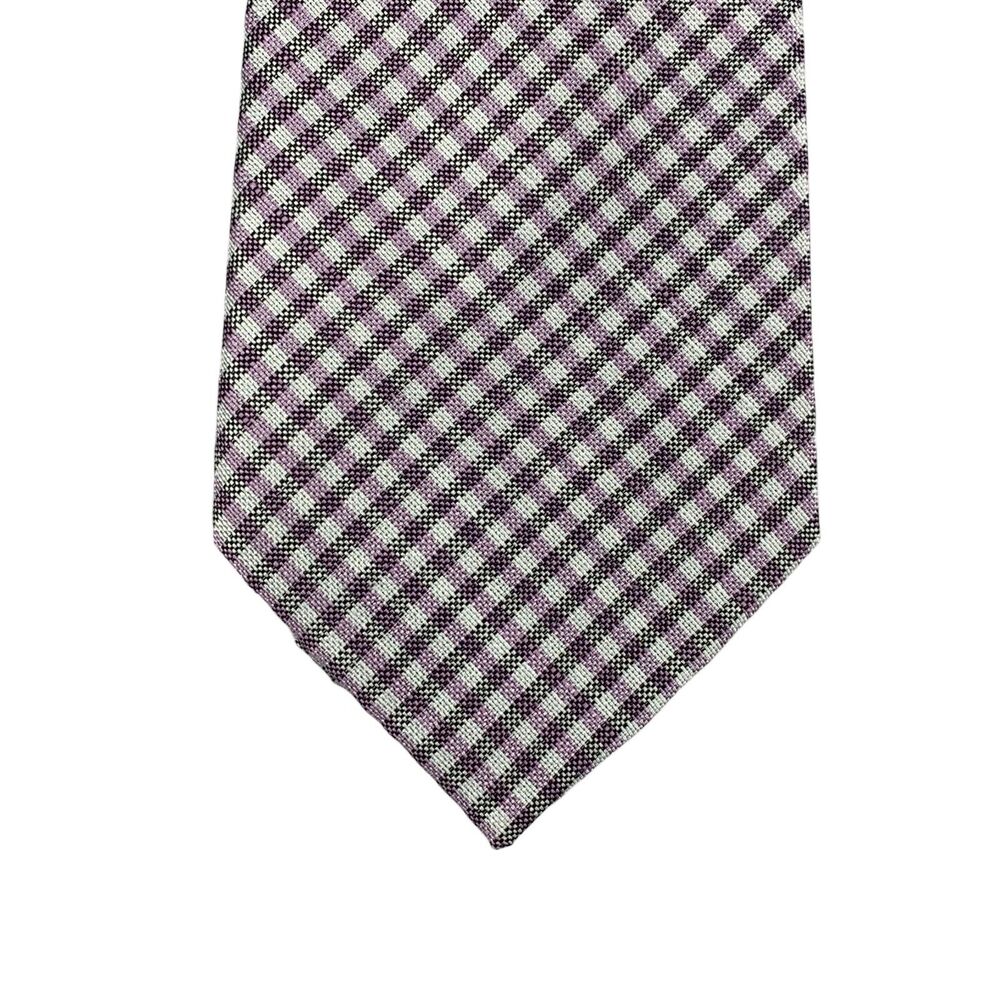 Tommy Hilfiger Mens Seasonal Gingham Linen Blend Classic Neck Tie Pink 3 1/8"